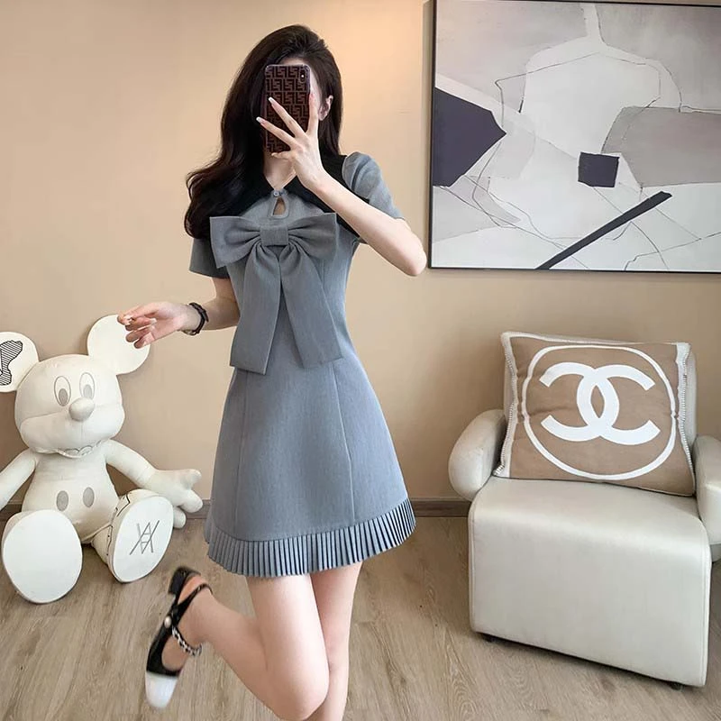 【有里布】夏季辣妹学院风裙子女小个子减龄法式气质a字连衣裙D1885