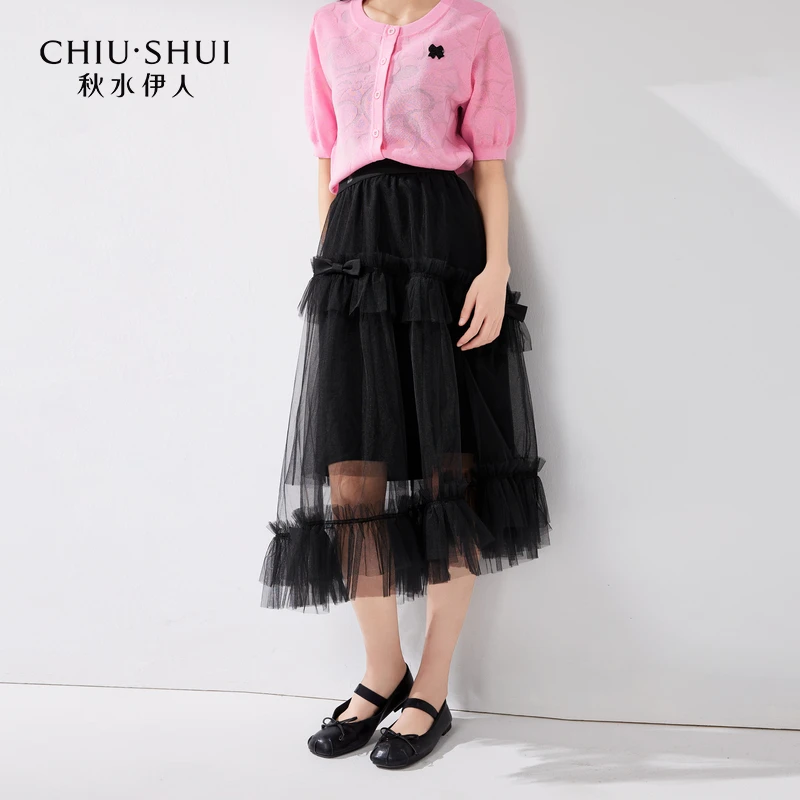 【小铃铛】秋水伊人浪漫仙气网纱半身裙女A字中长裙624203B090099