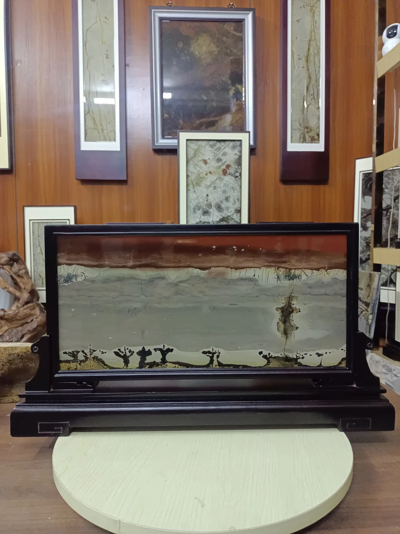 广西天然国画石屏风摆件