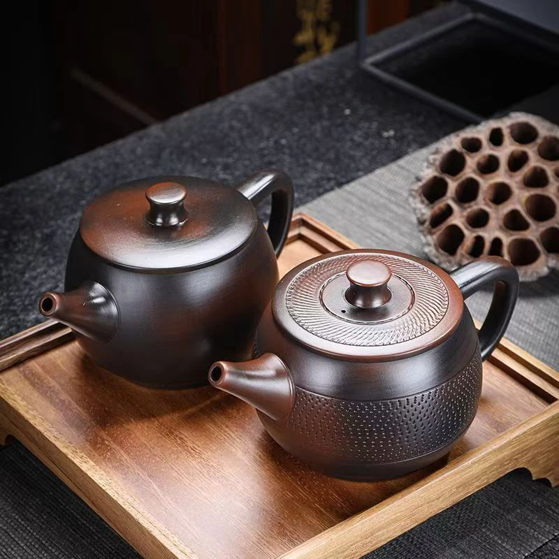 大容量跳刀紫陶紫砂泡茶壶单壶手工汉瓦壶家用办公壶高档功夫茶具