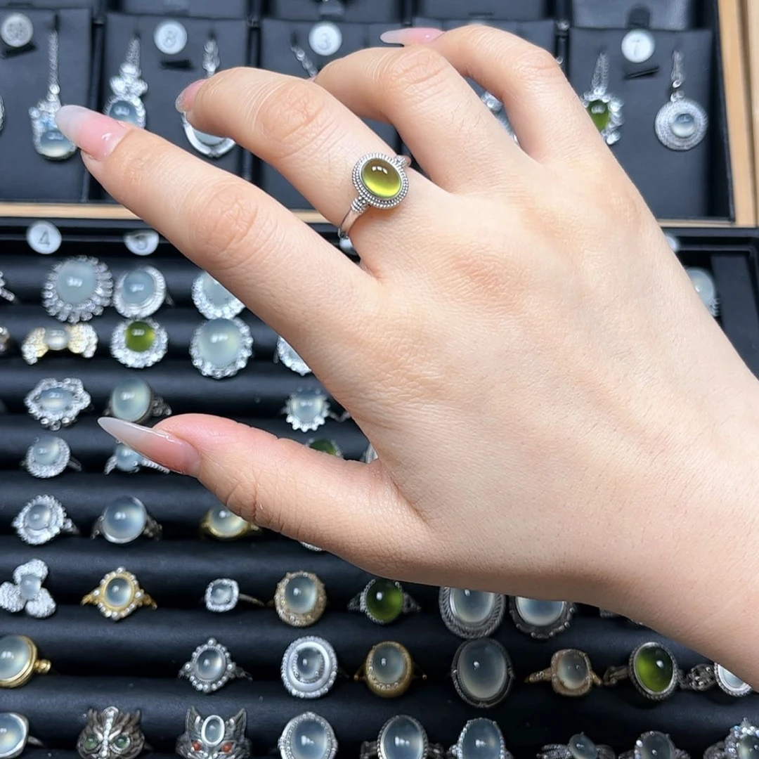 【闪购商品】岫玉戒指银S925镶嵌年***啊