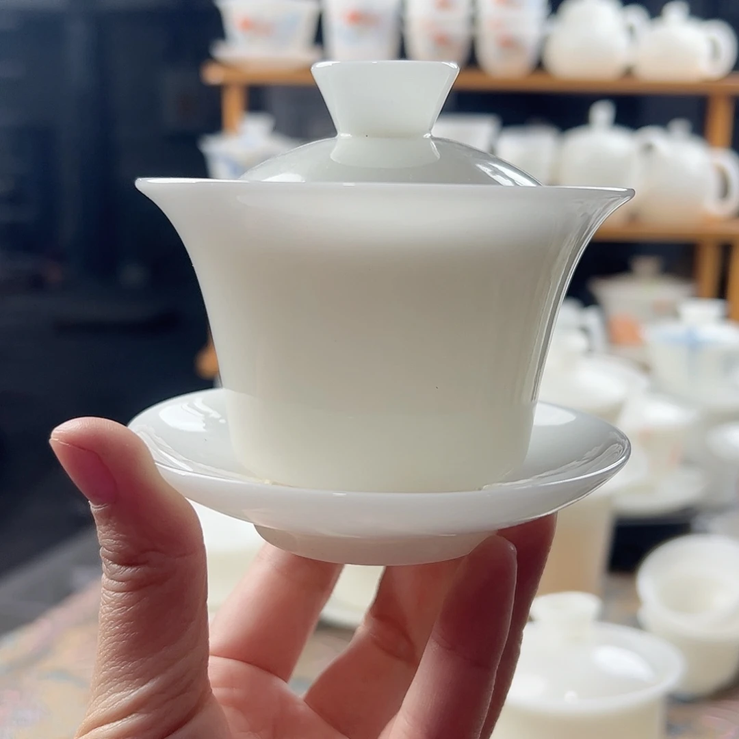 璞玉釉烧马蹄盖碗满容160ml