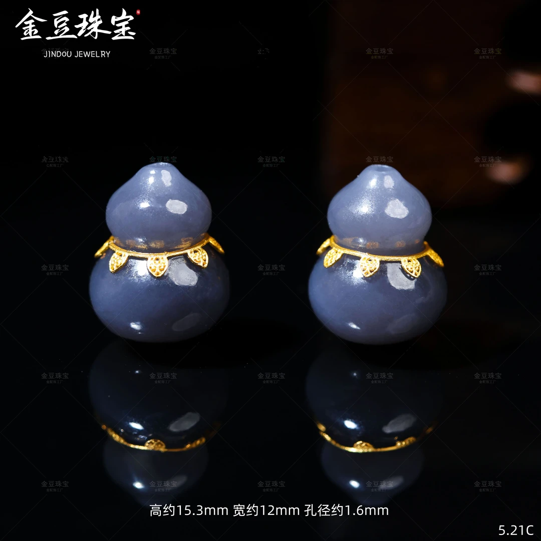 【金豆】18K金豪镶帝王紫烟紫葫芦隔珠莲花烟紫葫芦中穿C