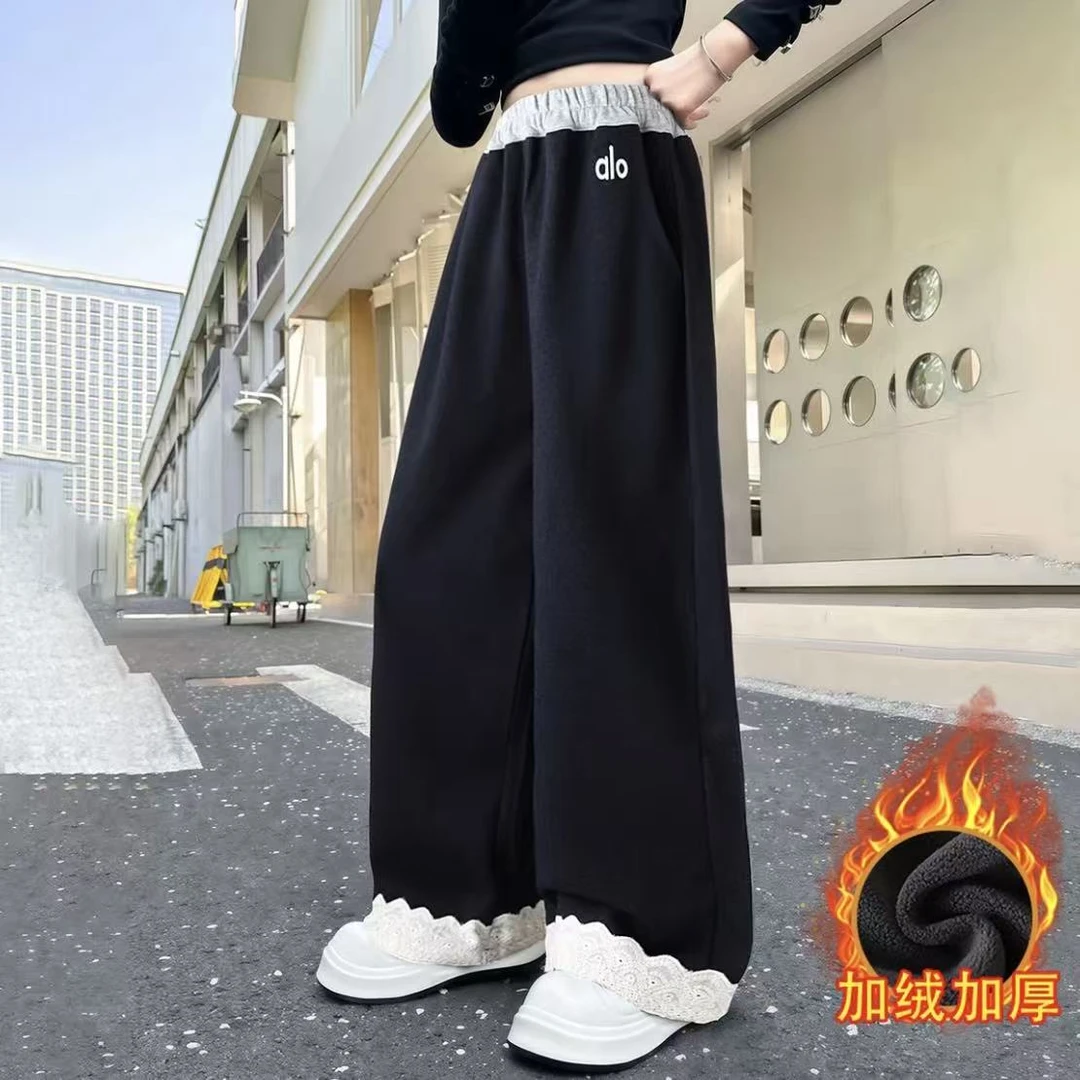 【加绒加厚】女童加绒裤子2025秋冬高弹针织牛仔中大童时尚休闲长裤