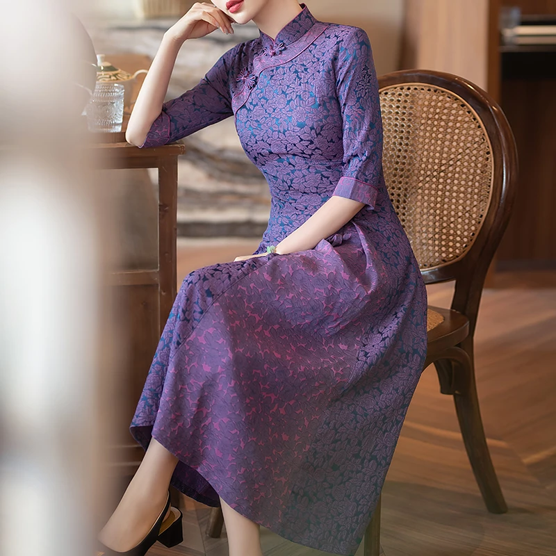 三月份装新款高贵年轻款旗开得胜新中式春秋旗袍妈妈礼服平时可穿