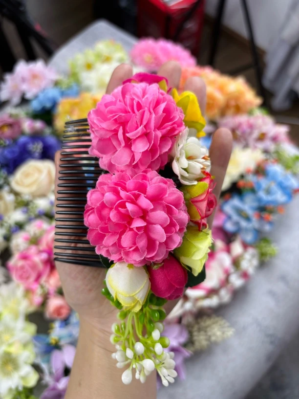 西双版纳傣族儿童头花发饰头饰发夹仿真舞蹈表演拍照旅拍