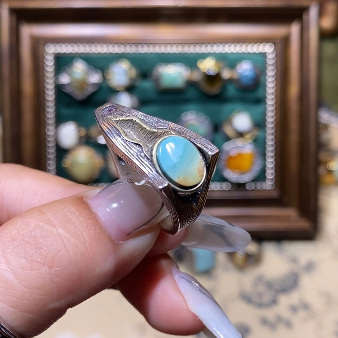 银S925镶嵌绿松石戒指戒指