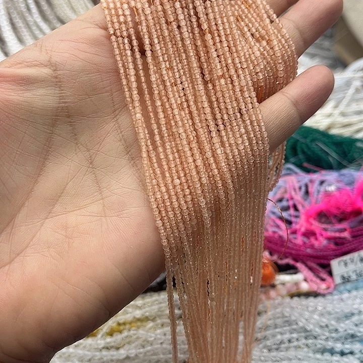 玛瑙/玉髓未镶嵌珠宝半成品2条2mm左右太阳石刻面