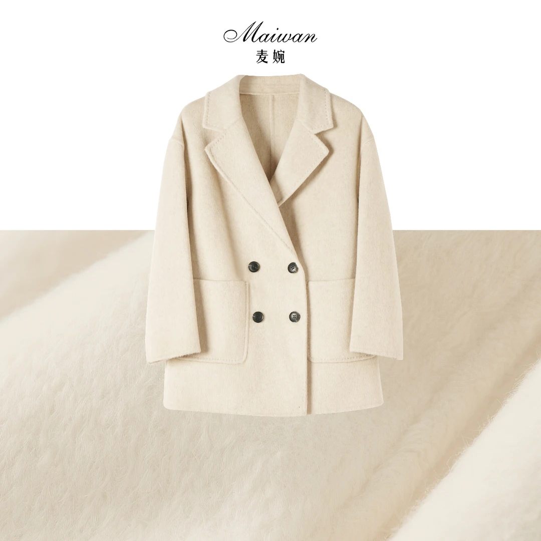 麦婉【山羊绒长毛】四粒扣山羊绒长毛西装大衣保暖商务升级款