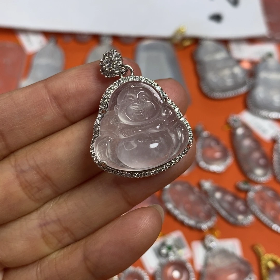 石英质玉佛公银S925镶嵌