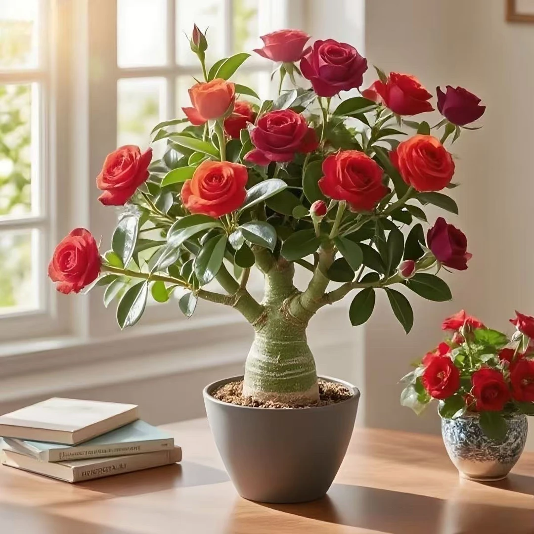重瓣沙漠玫瑰好养盆栽懒人室内阳台好养四季开花驱蚊耐旱花卉绿植