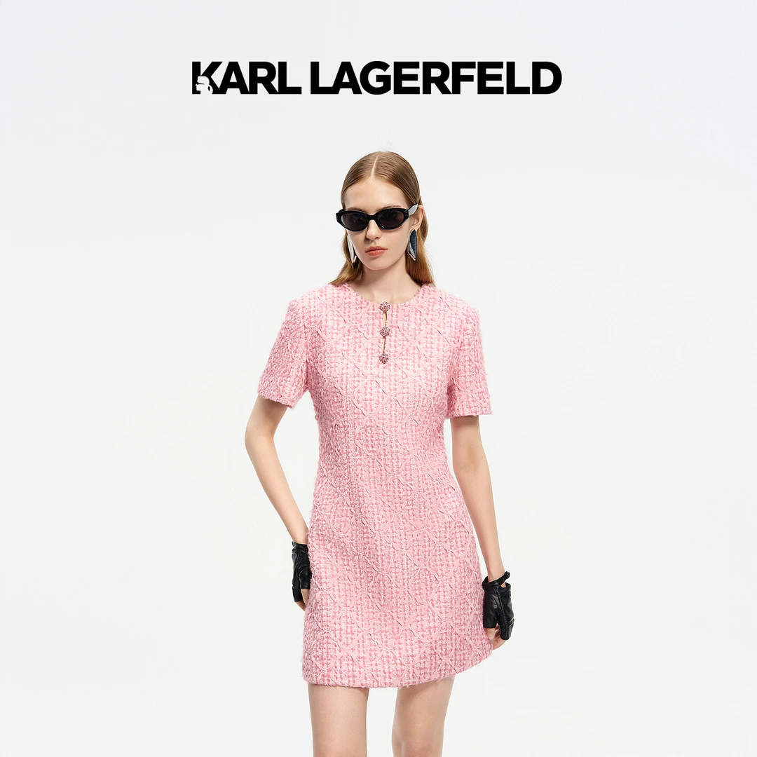 【欧若风】KARL LAGERFELD24冬季新款菱形连衣裙老佛爷M21E1395