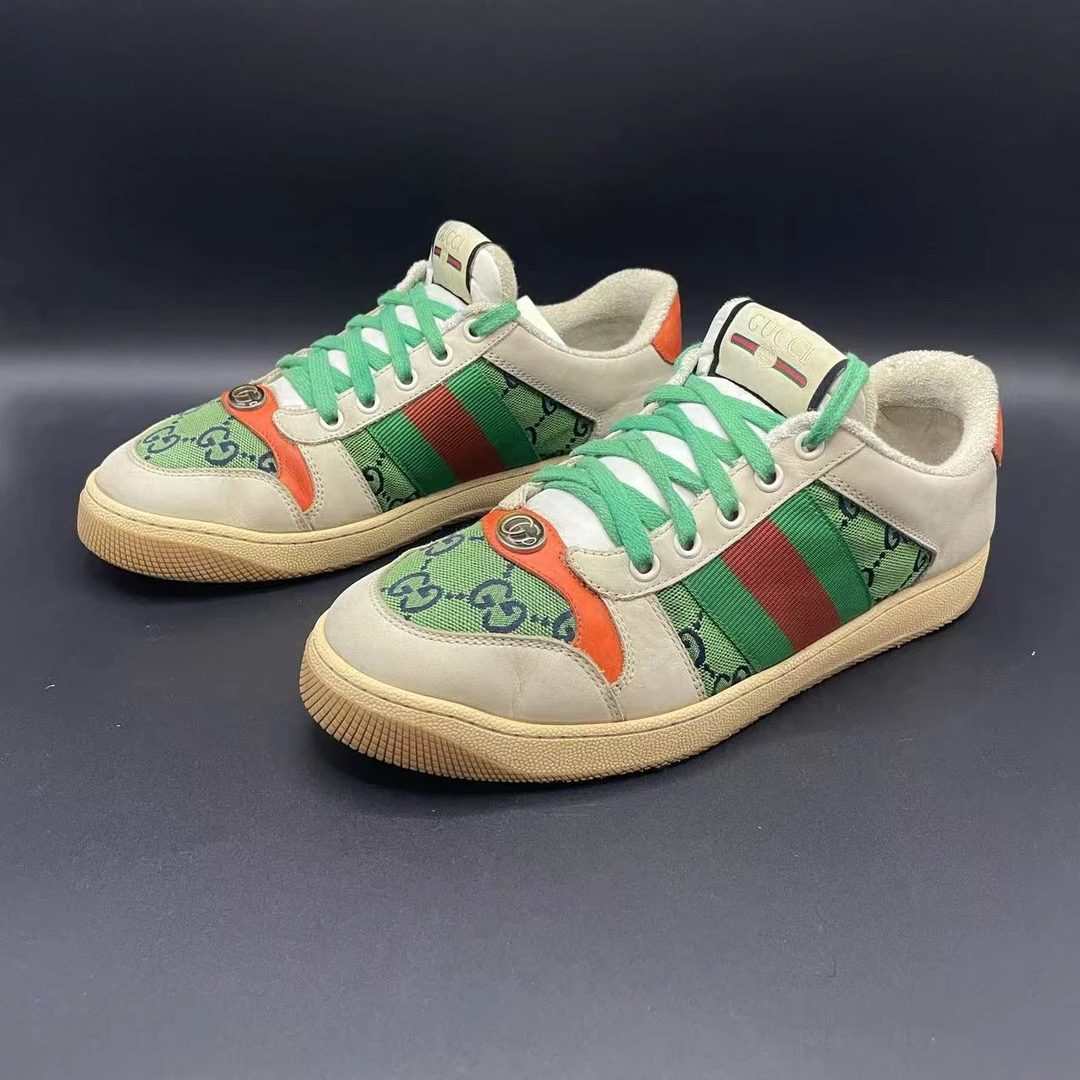 【聚星折扣】GUCCI 男士 绿色 满印休闲百搭舒适脏脏鞋39.5码lo220s