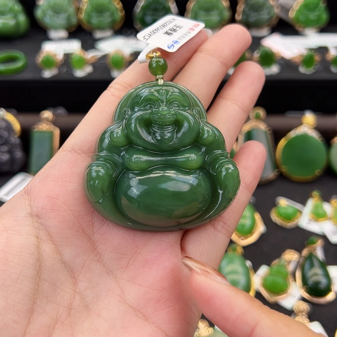 和田玉（碧玉）未镶嵌吊坠(不含链)佛公48mm