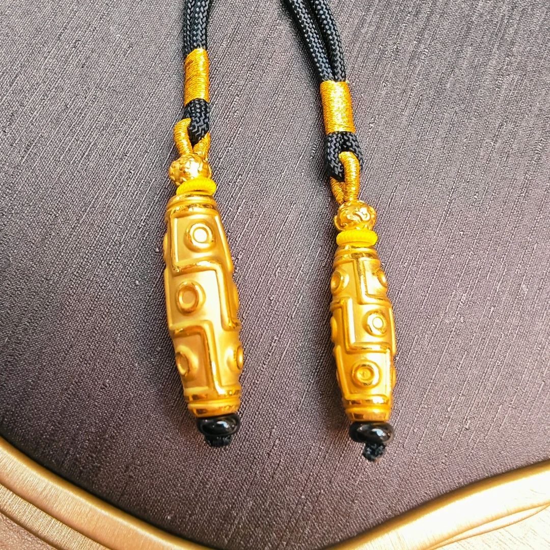 77#足金999 素金 九眼转运珠 网红项坠手工编绳 (多样性发一)