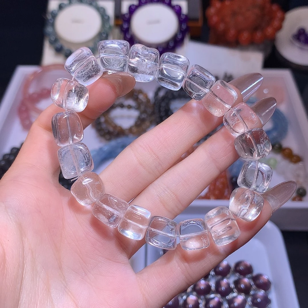 水晶手串未镶嵌白水晶方糖10mm