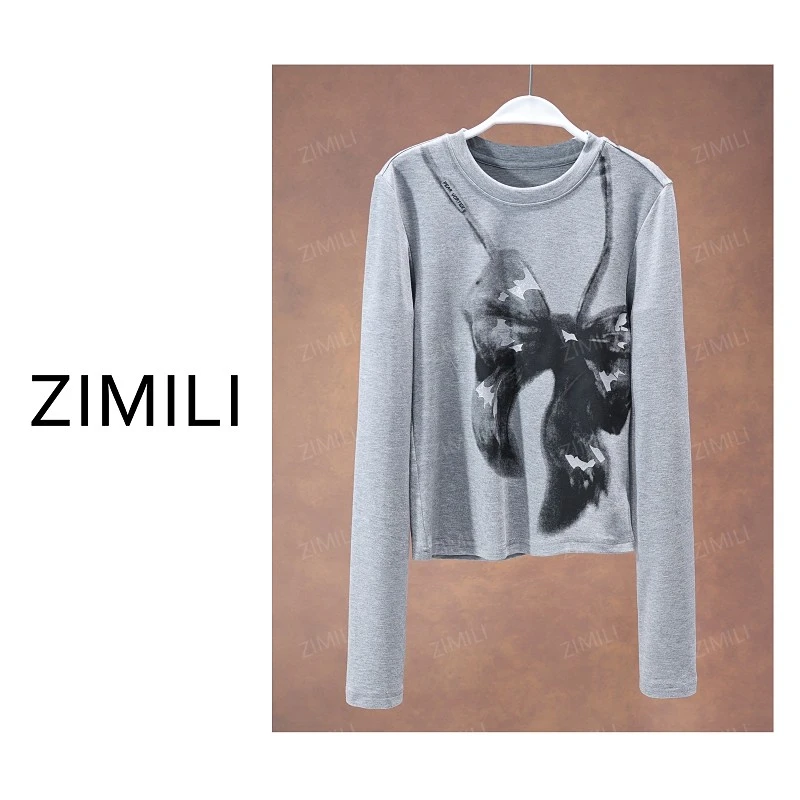 【亮哥欧货女装】冬季热感天丝《玲珑》花灰高弹显瘦打底上衣26023-A2