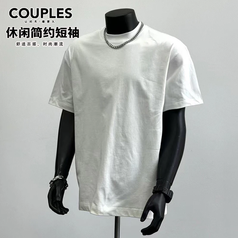 净版纯棉短袖t恤男夏季简约百搭宽松纯色无logo显瘦上衣ins休闲