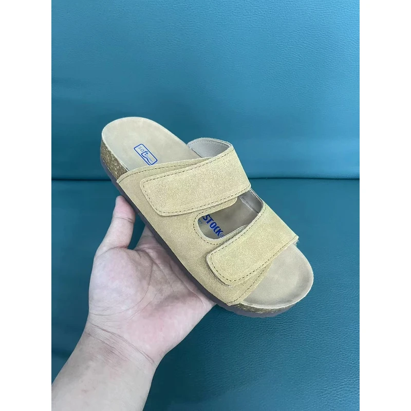 勃肯拖鞋女外穿2025年夏季新款复古魔术贴一字软底休闲博肯凉拖鞋