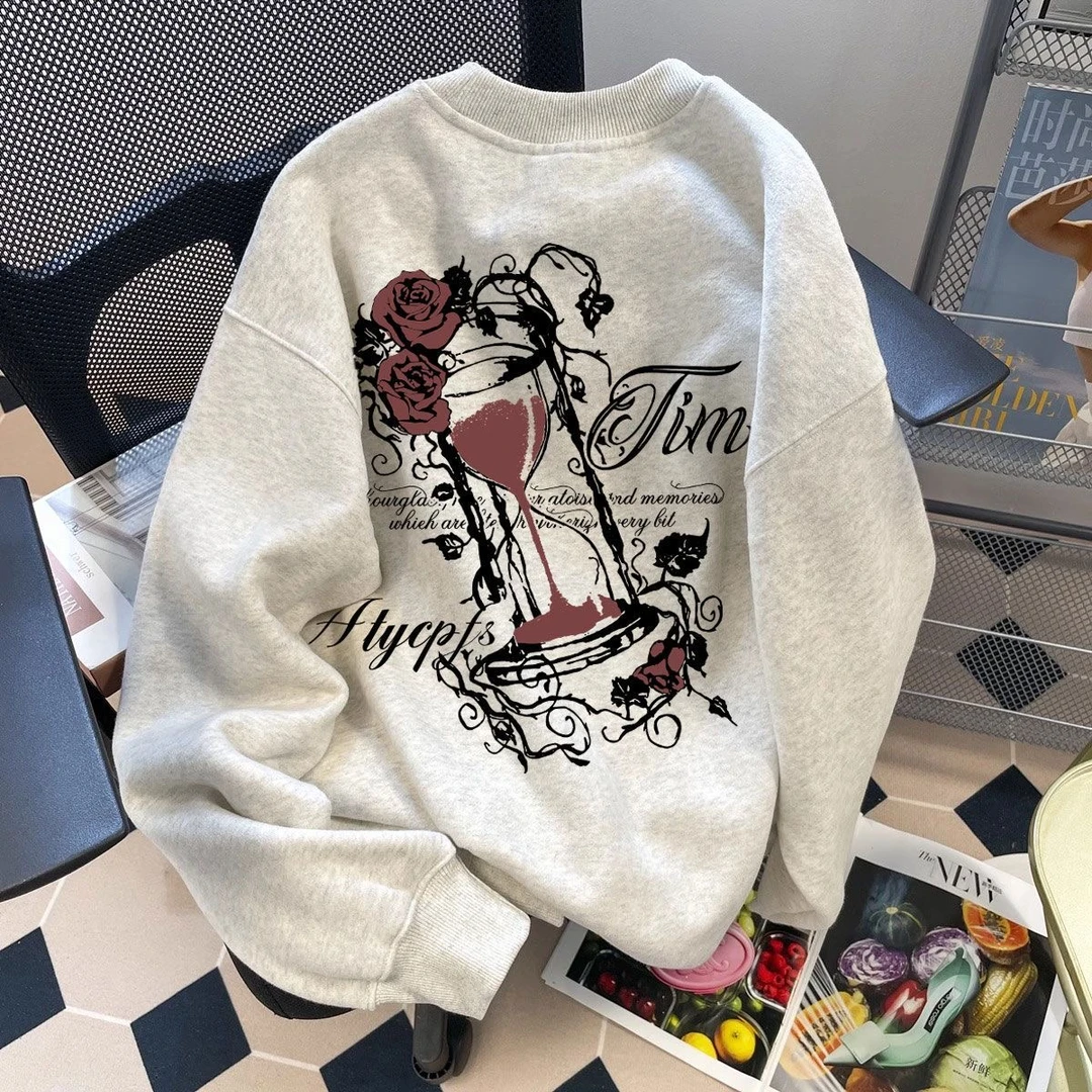 特大码300斤卫衣男女学生圆领爆款秋冬加绒宽松加厚无帽百搭上衣