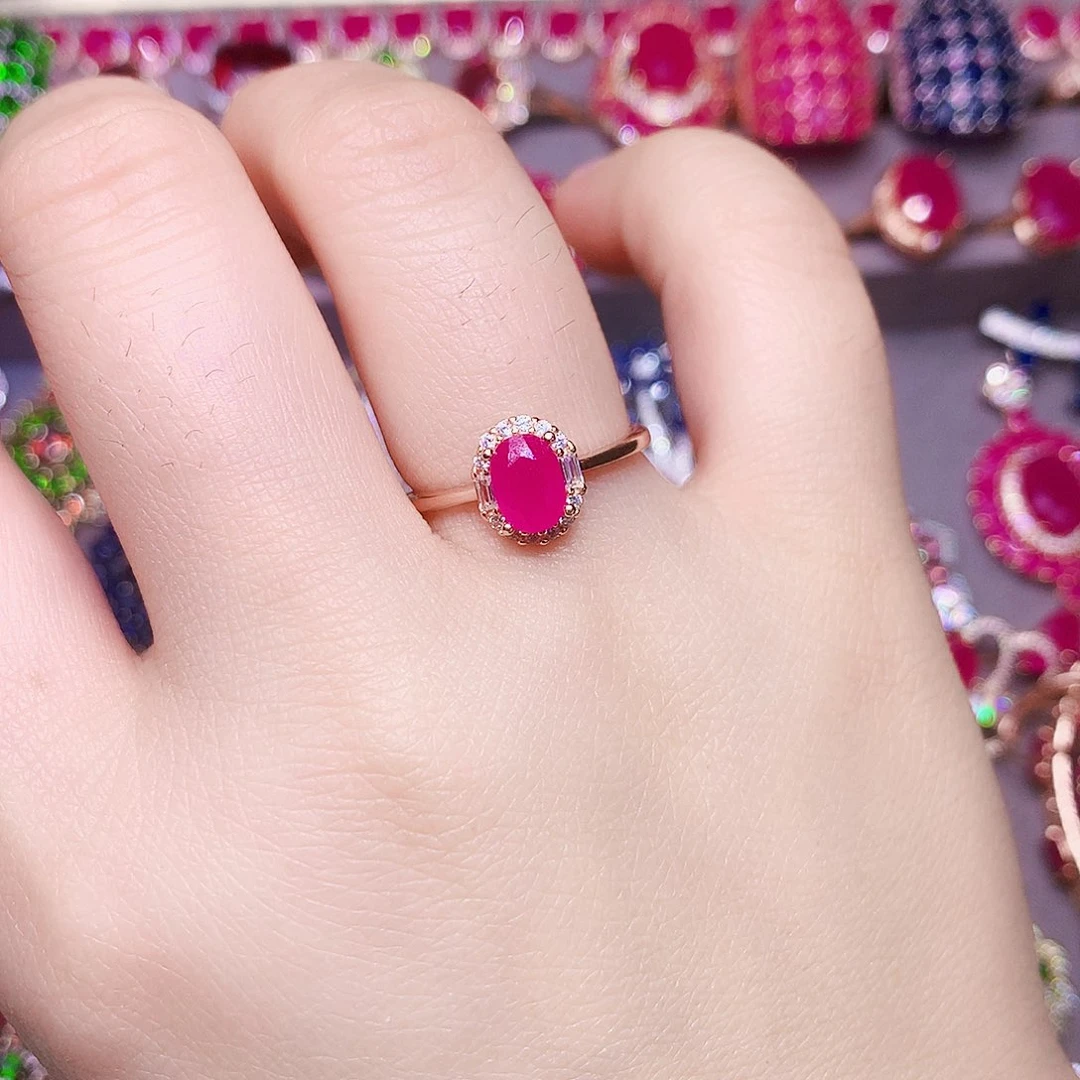 银S925镶嵌戒指红宝石