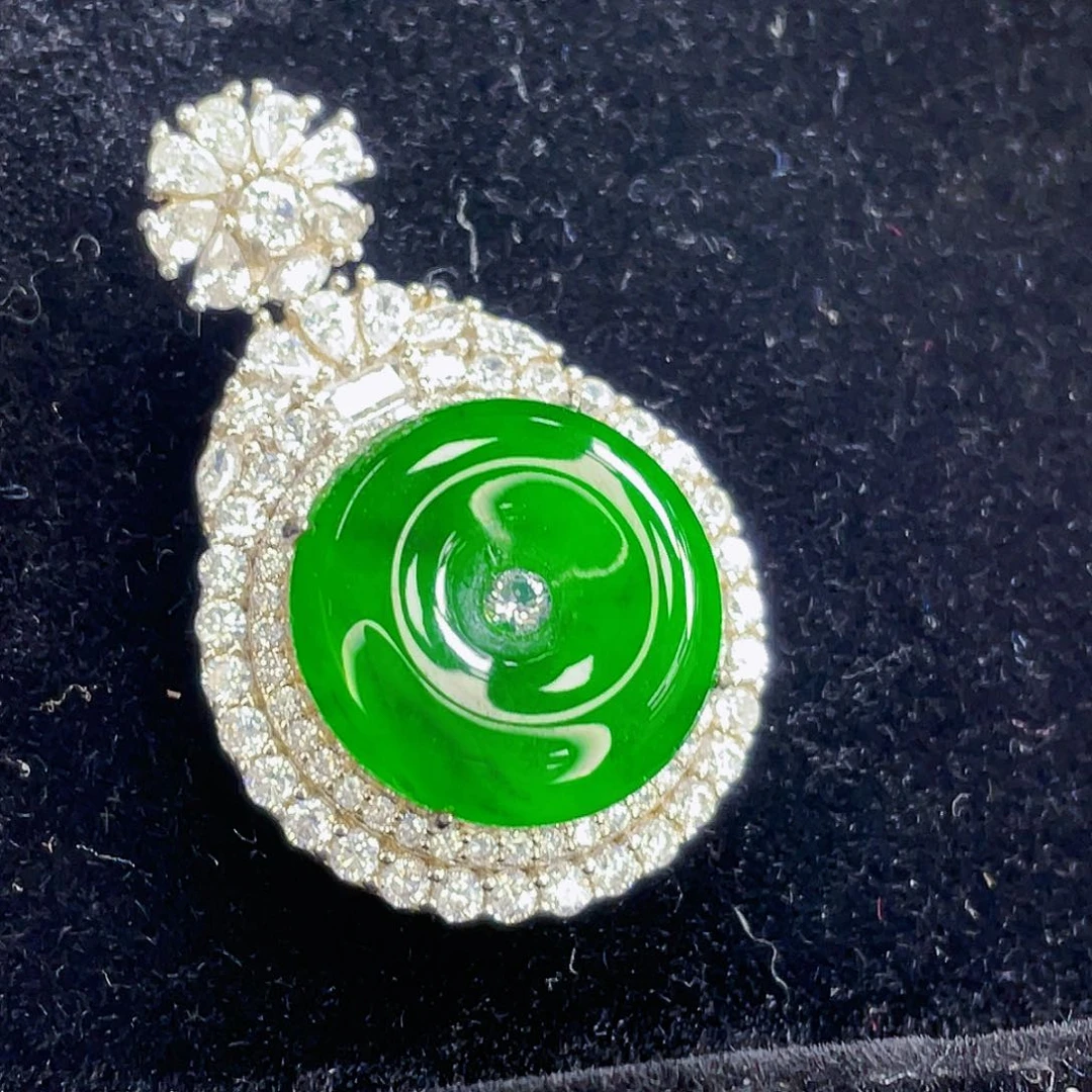 翡翠吊坠(不含链)银S925镶嵌