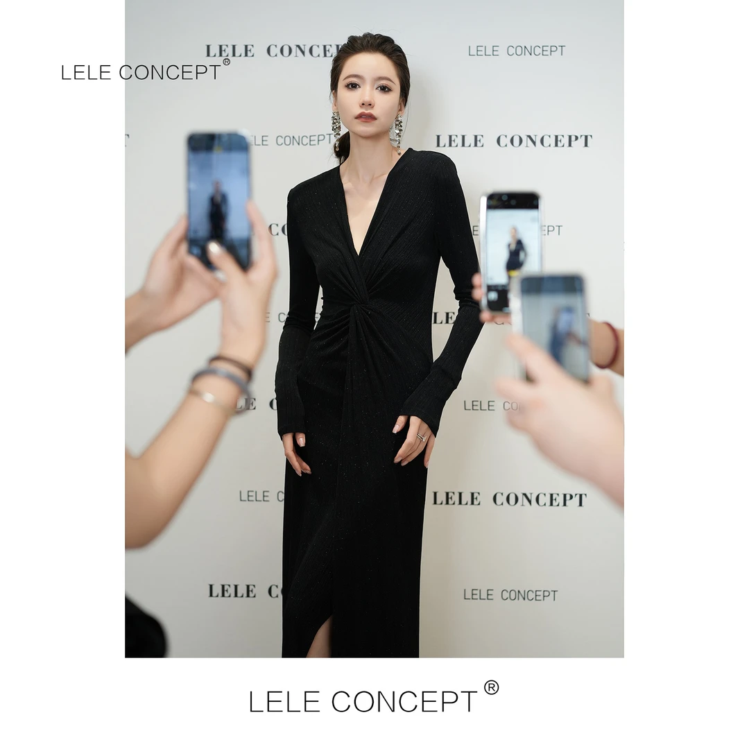 LELE CONCEPT | 【美超】气质女人味设计感金丝线连衣裙Q0267