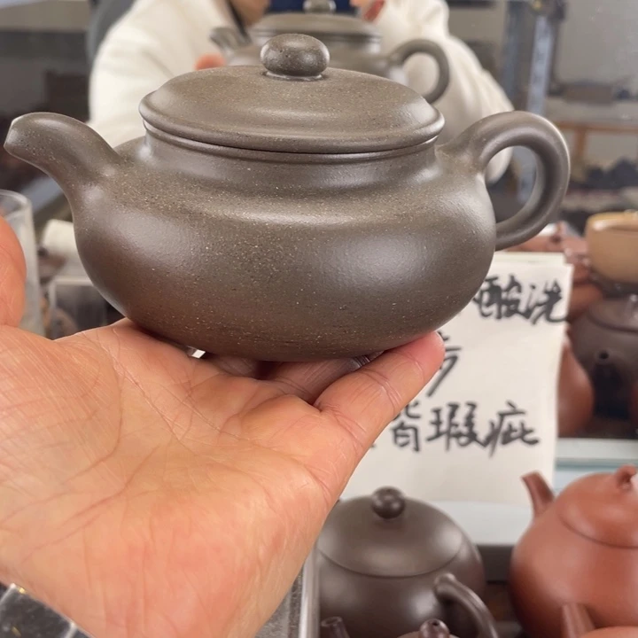 紫砂茶壶全手工大水潭梨皮青段仿古300cc