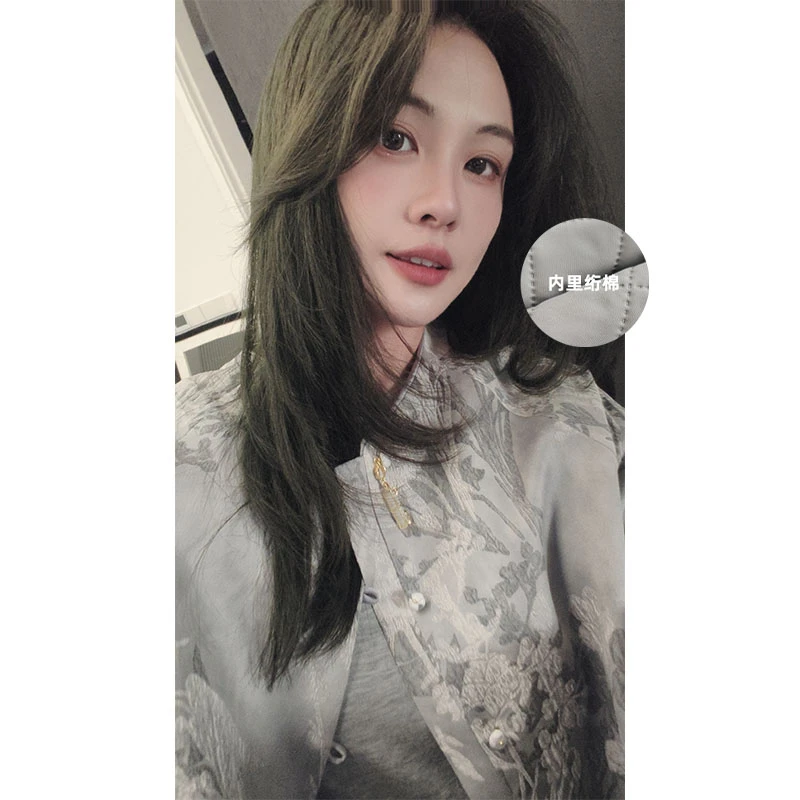 A美洋MEIYANG 玉兰外套 绗棉保暖中式人丝提花圆领古典上衣Pue