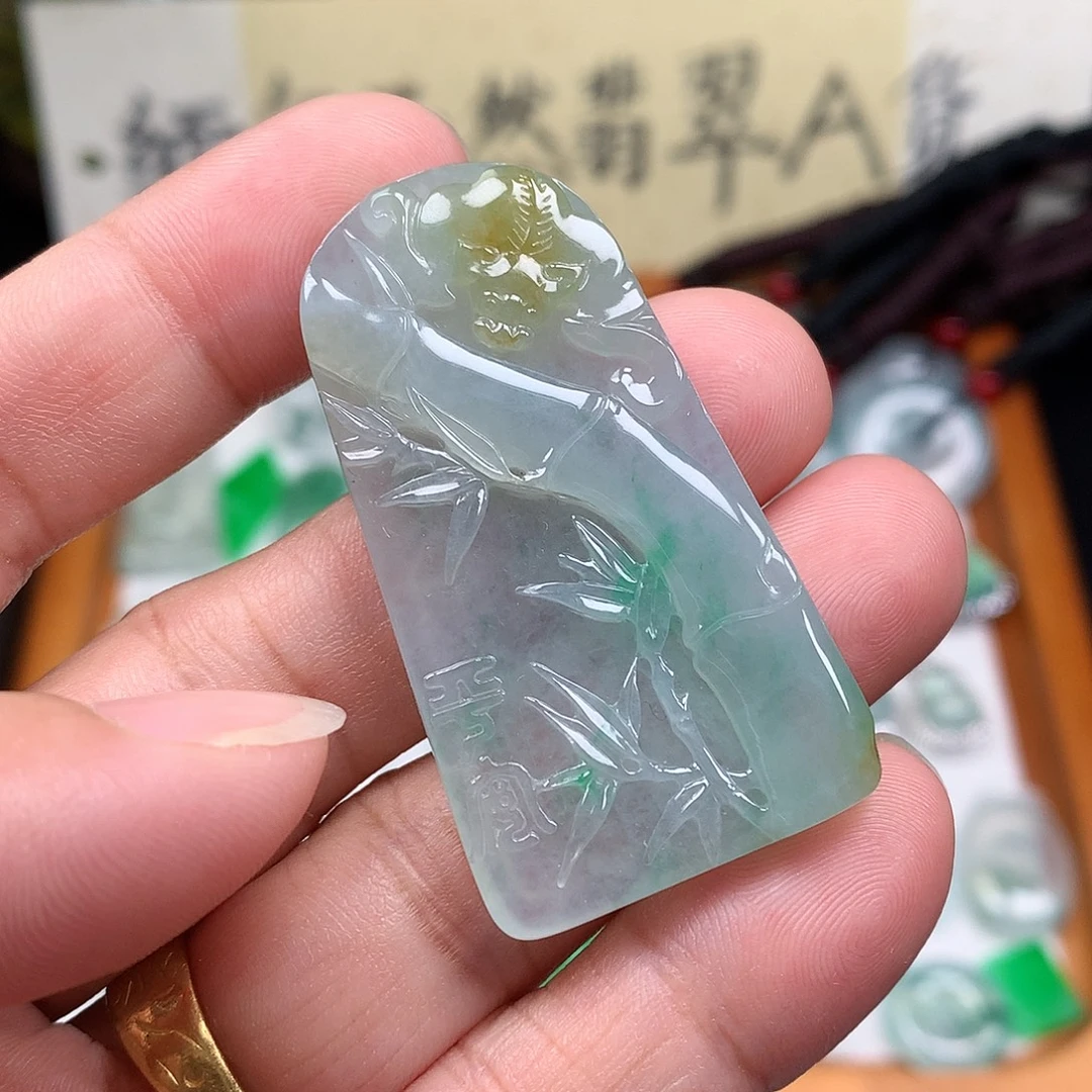 翡翠裸石缅甸天然A货翡翠冰种节节高升