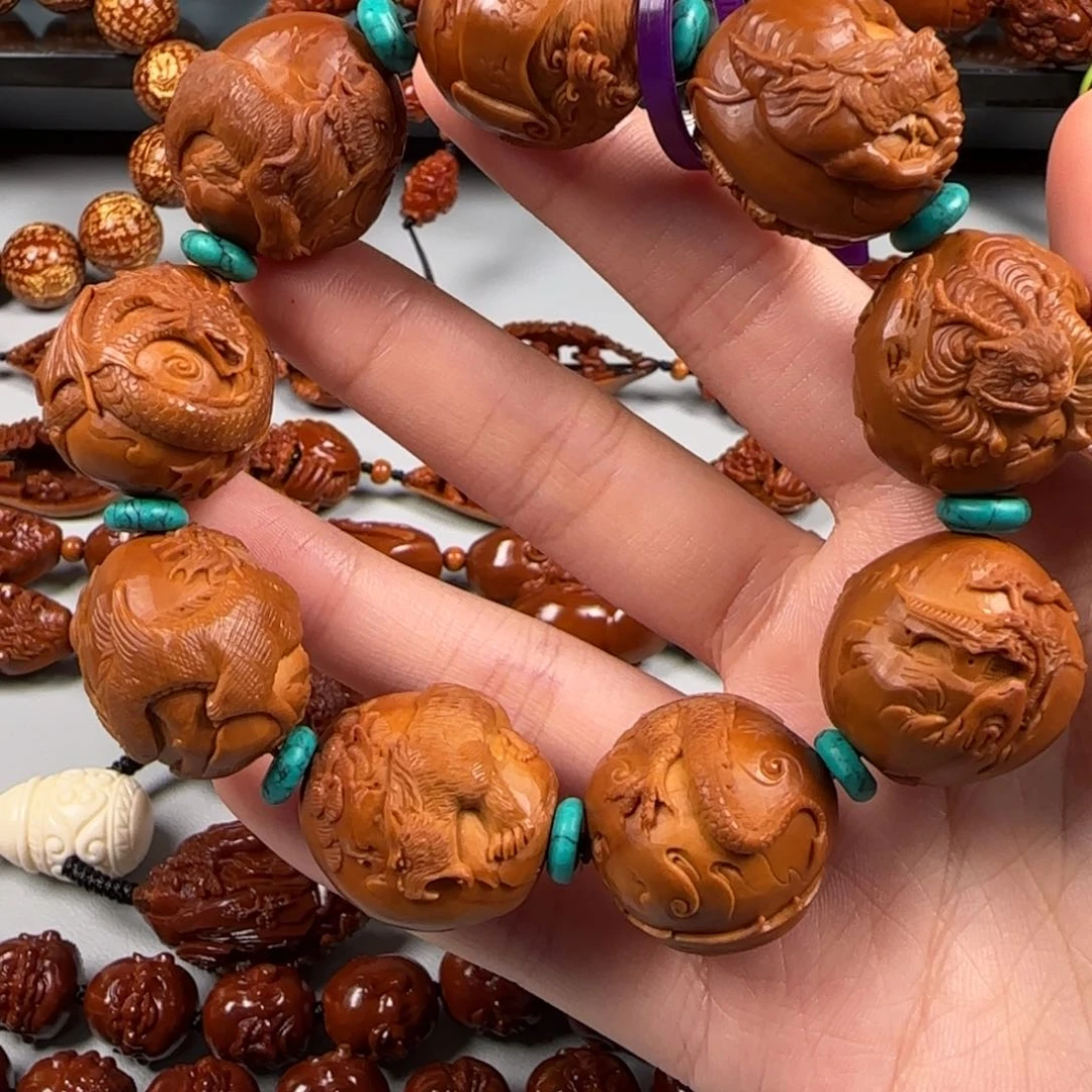 手串橄榄核油核山海经瑞兽手串