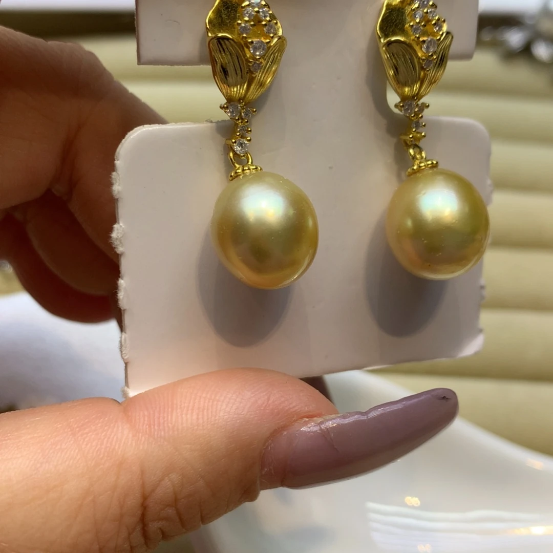 银S925镶嵌耳饰海水珍珠