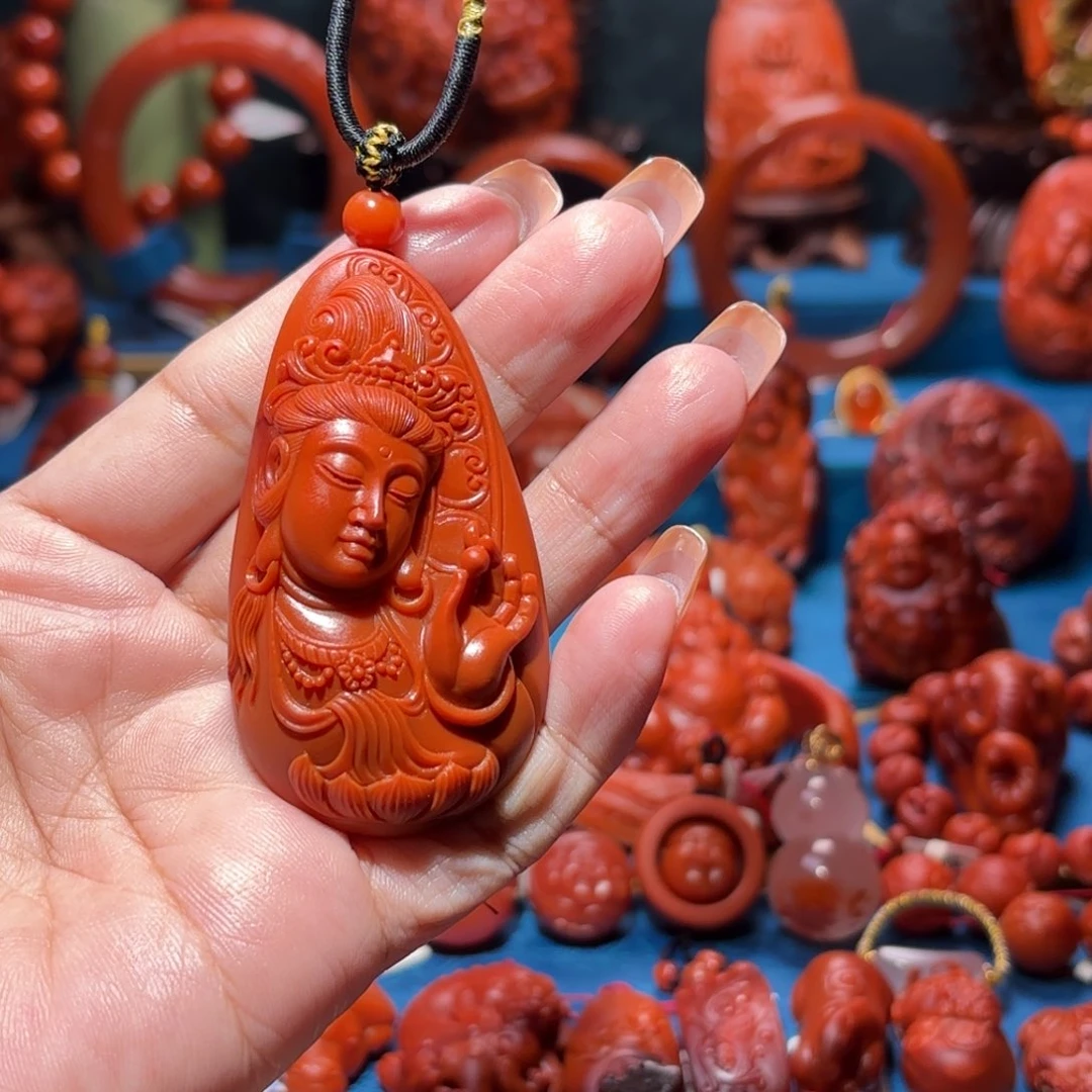 未镶嵌雕刻南红玛瑙竹**湘