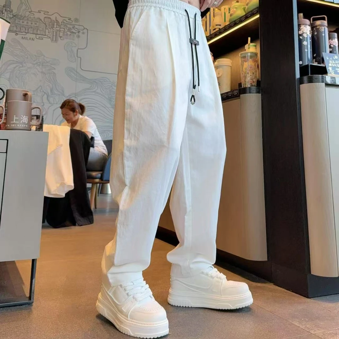 xy-2861夏季肌理感百搭轻薄款棉麻直筒裤潮流宽松版麻料休闲裤