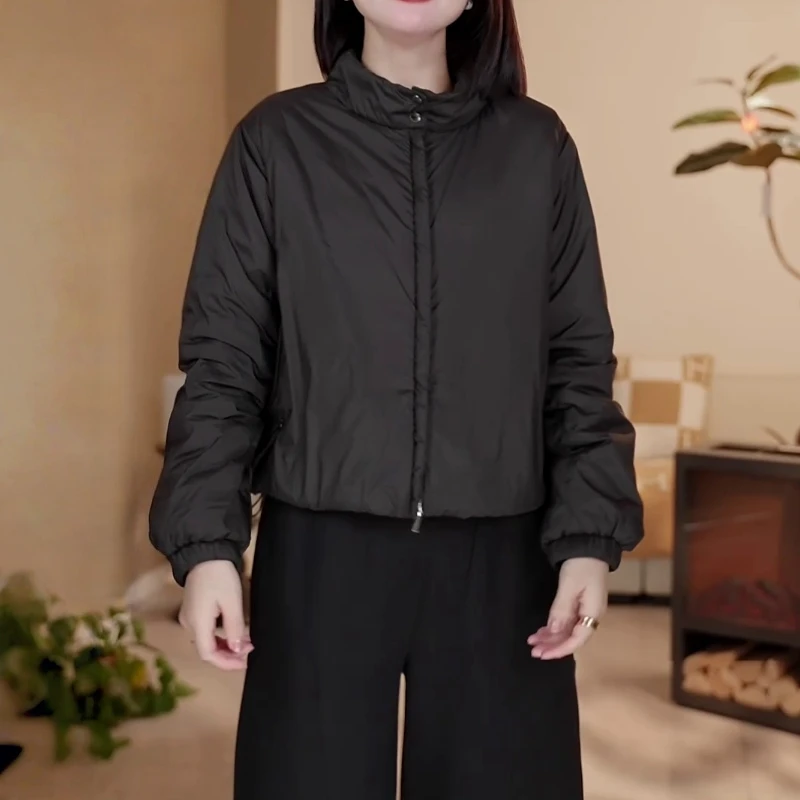 慵懒松驰感休闲棉服外套2025秋冬新款设计感简约通勤显瘦立领上衣