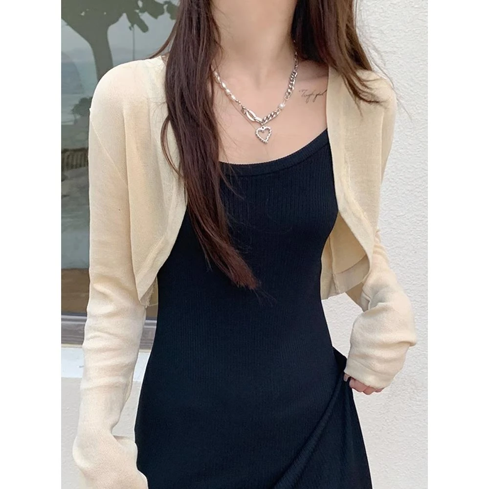 哥弟阿玛施正品打底防晒开衫女夏季薄款外搭配吊带裙披肩羊毛冰丝