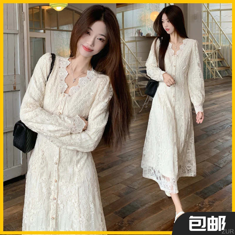 2025新款春季法式小个子仙女裙大码连衣裙温柔风显瘦打底长裙子春