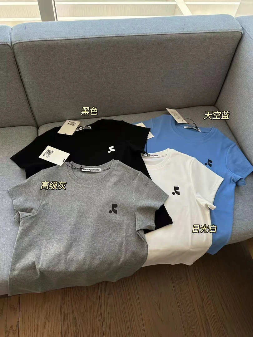 【RR短袖】韩国新款RR字母圆领正肩纯色短袖T恤打底衫