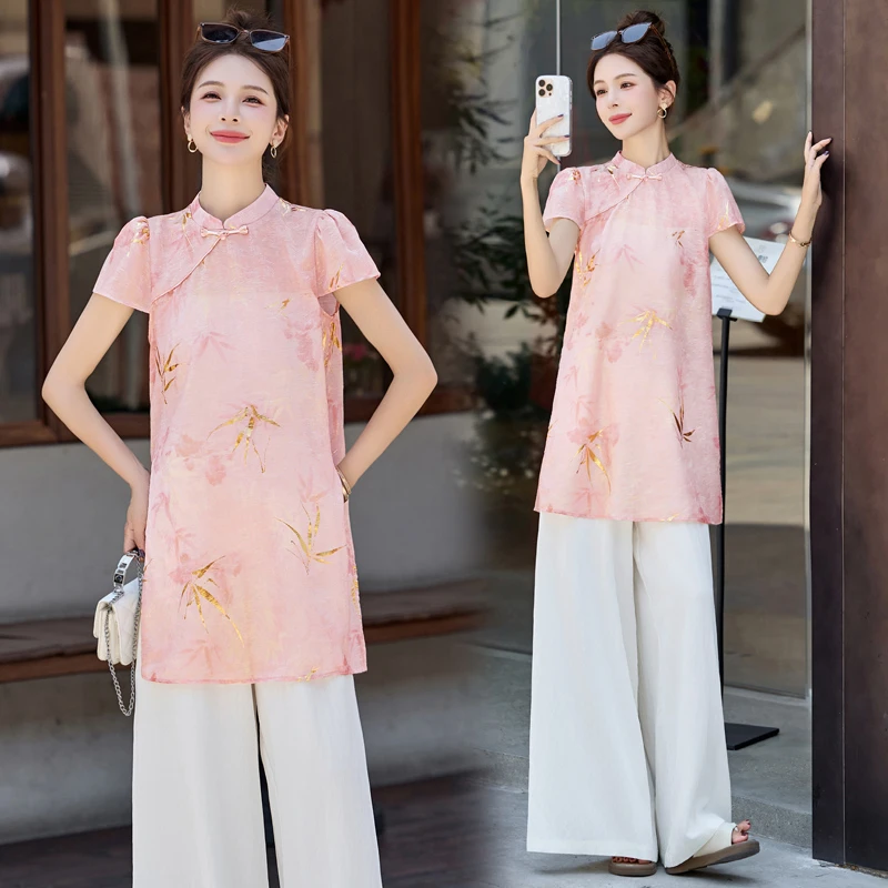 新中式国风套装短袖显瘦气质夏季复古中式2025新款禅意气质款女装