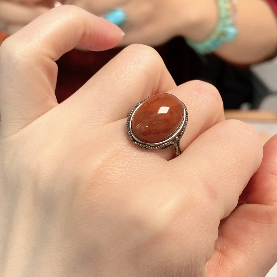 南红玛瑙银S925镶嵌珠宝奇石