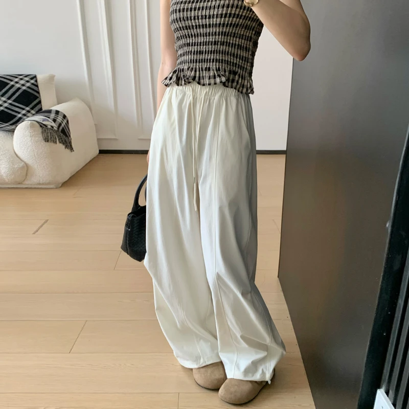 显瘦宽松弯刀裤女夏薄款黑色山本风慵懒阔腿直筒休闲裤阔腿裤