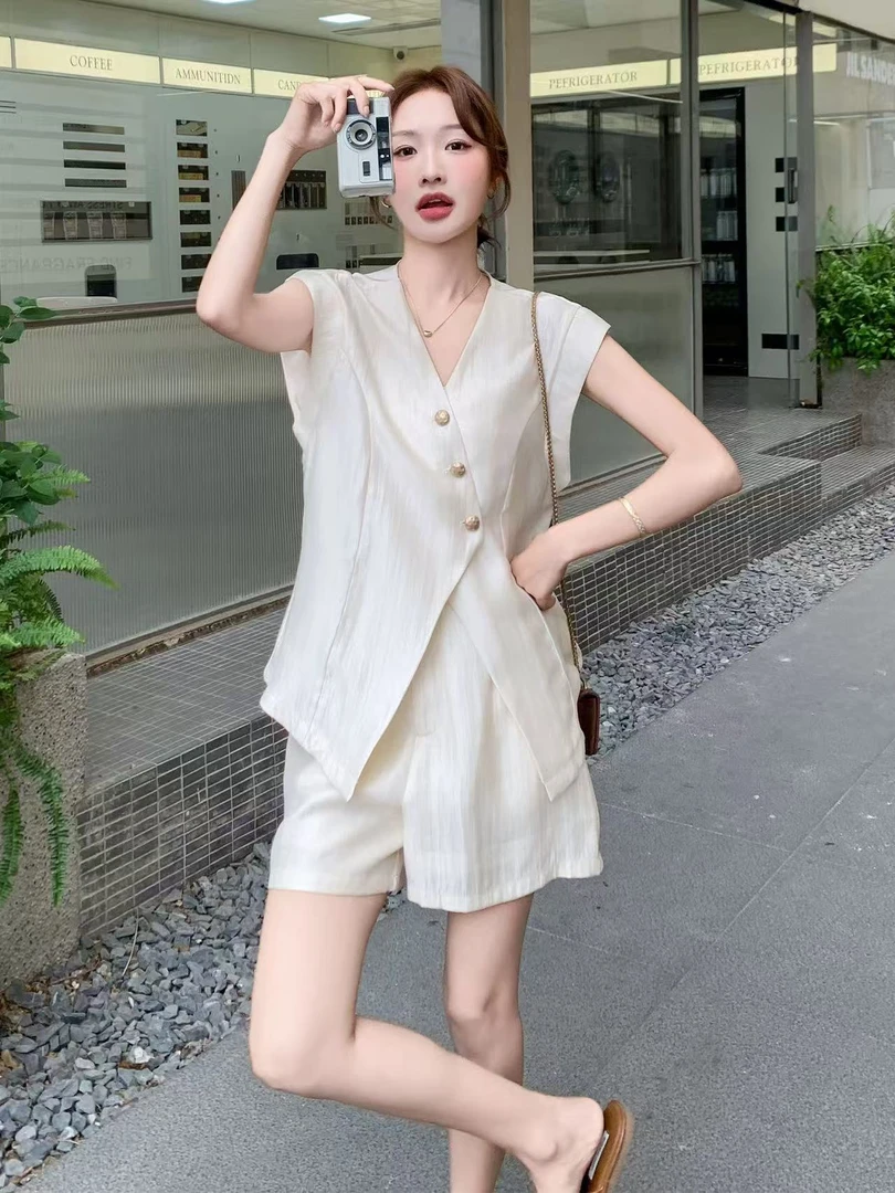 998 高级感休闲套装女夏日减龄背心短裤两件套