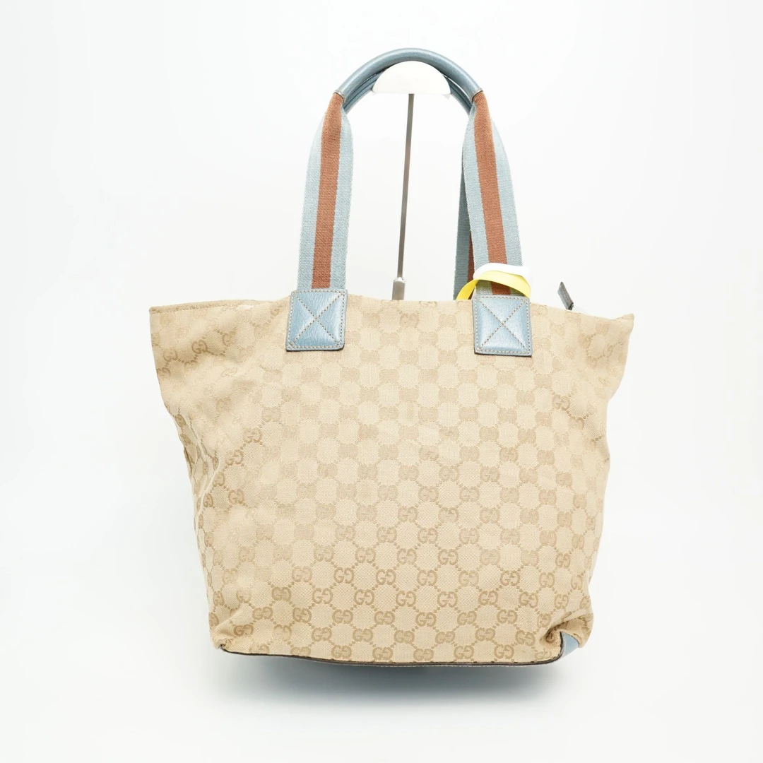 95新 GUCCI/古驰 单肩托特包老花帆布拼皮/DS200124