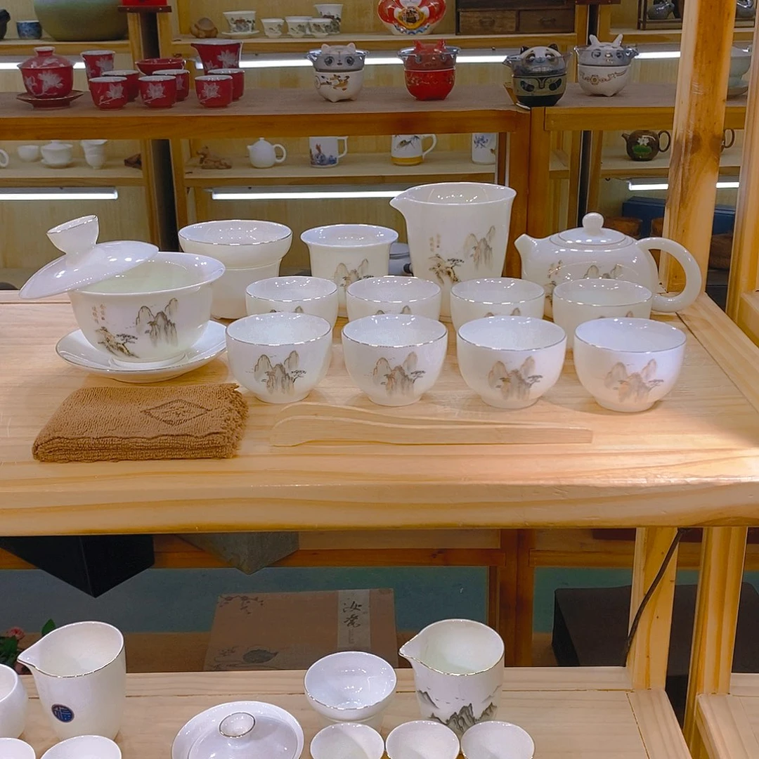 【不止】羊脂玉瓷茶具套装