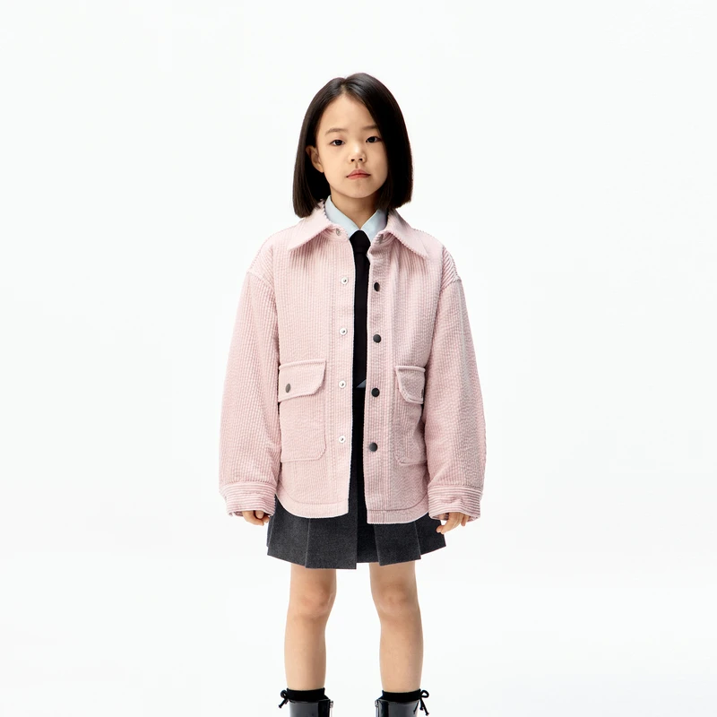 littlemoco童装25冬装新款男女童灯芯绒棉服外套可露丽