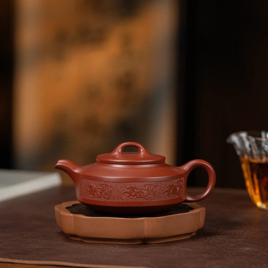 【利贞l马车汉君】原矿朱泥 约300cc 全手工制 紫砂壶 茶具QH
