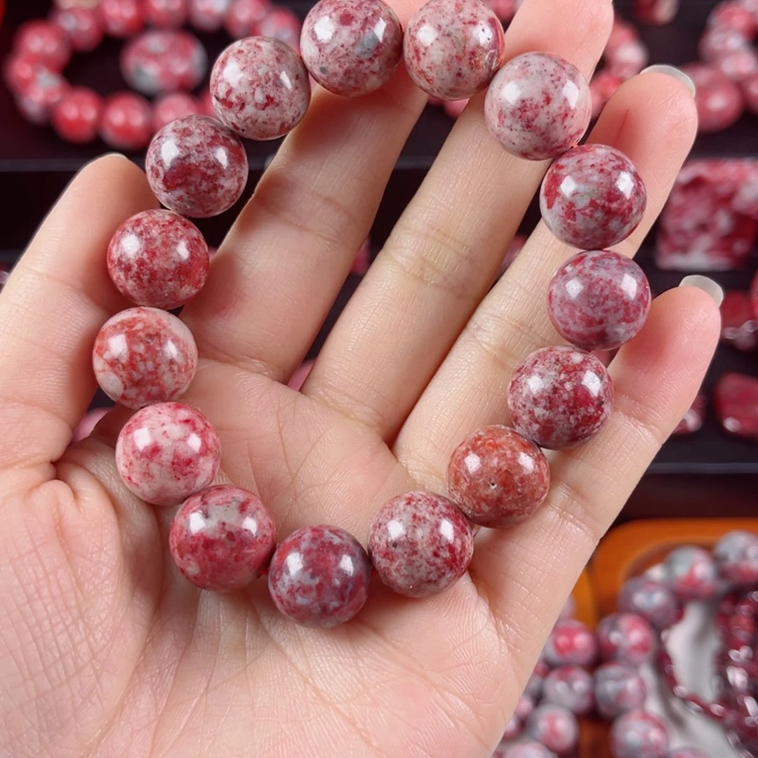 天然辰砂原石手串卡13+