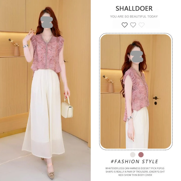 2025夏季新款时尚女神修身洋气宽松气质休闲百搭显瘦减龄女装套裤