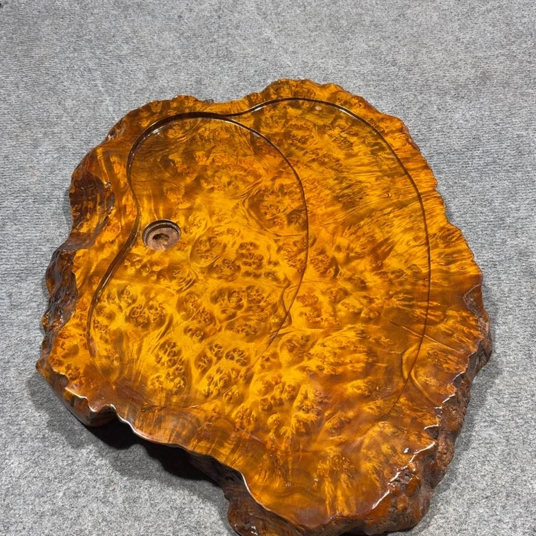 ?****?黄金樟实木茶盘整块