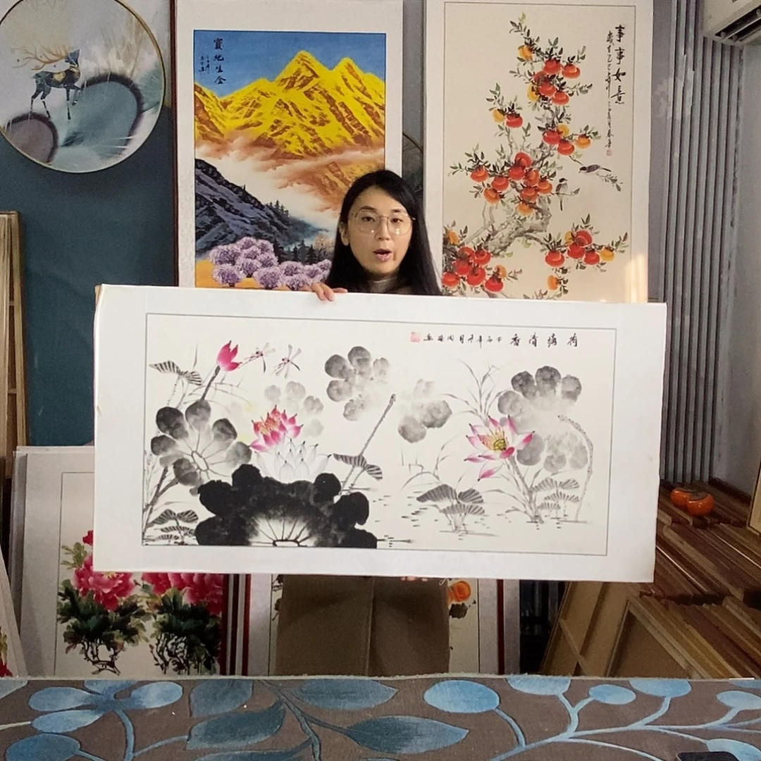 国画62✖️122手写手绘国画作品带框包邮